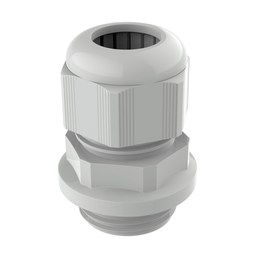 Die Kabelverschraubung <b>PRPRO</b> mit <b>laminarem Dichtungssystem</b> und hergestellt gemäß <b>DIN EN 62444 / 50262 / 60423</b>, verfügt über einen <b>verbreiterten Sockel mit Nut für einen O-Ring</b>, der auch auf unebenen Oberflächen eine optimale Abdichtung gewährleistet.
<br>
Bei der Installation <b>liegt die gesamte Basis auf der Oberfläche auf</b>, und der O-Ring wird darauf komprimiert, was eine <b>stabile Befestigung und eine sehr hohe Dichtigkeit</b> (bis <b>IP69</b>) garantiert.
Die Form des Sockels ermöglicht zudem eine präzise Montage, selbst bei Bohrungen mit ungenauen Durchmessern zur Gewindegröße. <br>Hergestellt aus Polyamid 6 <b>(PA6)</b>, mit O-Ring und Innendichtung aus Chloropren (CR), erhältlich in den Farben: <b>RAL 7035</b> (Lichtgrau), <b>RAL 7001</b> (Dunkelgrau), <b>RAL 9005</b> (Schwarz). <i>Alle Farben sind <b>UV-beständig</b> (Klasse <b>F1 gemäß UL 746C</b>).</i><br><br>
<b>Technische Daten:</b>
<li>Temperaturbereich: <b>-40 °C bis +100 °C</b> (Spitzenwerte -60 °C bis +150 °C)</li> <li>Schutzart: <b>IP66 / IP68 (bis 10 bar) / IP69 / Typ 4X</b></li> <li>Entflammbarkeit: <b>UL94-V0</b> (flammenhemmend und selbstverlöschend)</li><br>
<b>Normen und Zulassungen:</b>
VDE (EN 62444) / UL (UL 514B, UL 746C) / CSA
<br><i>Einige Normen gelten möglicherweise nicht für alle Größen. Bitte kontaktieren Sie unser Verkaufsteam.</i>
<br><br>
<b>Optional:</b> auch mit <b>O-Ring und Innendichtung aus NBR</b> erhältlich – besonders ölbeständig.