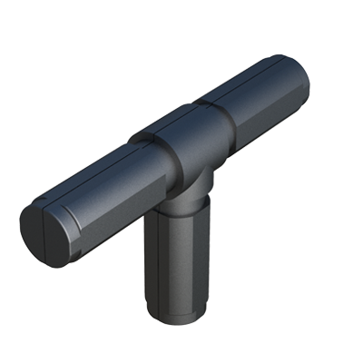 Unser T-Verbindungselement ist für das Verbinden von drei runden Rohren konzipiert. Wird mit oder ohne internem Metallkern geliefert.